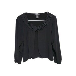Glamour Jacket Shrug Large Women's Cropped Open Front Ruffled Neckline Slinky